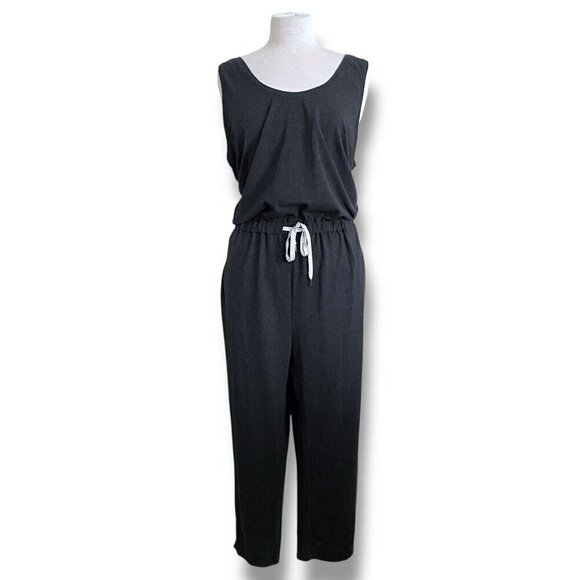 Zella Womens Gwen Jumpsuit Plus Sz 1X Gray Tencel Sleeveless Athleisure Romper - Picture 3 of 10